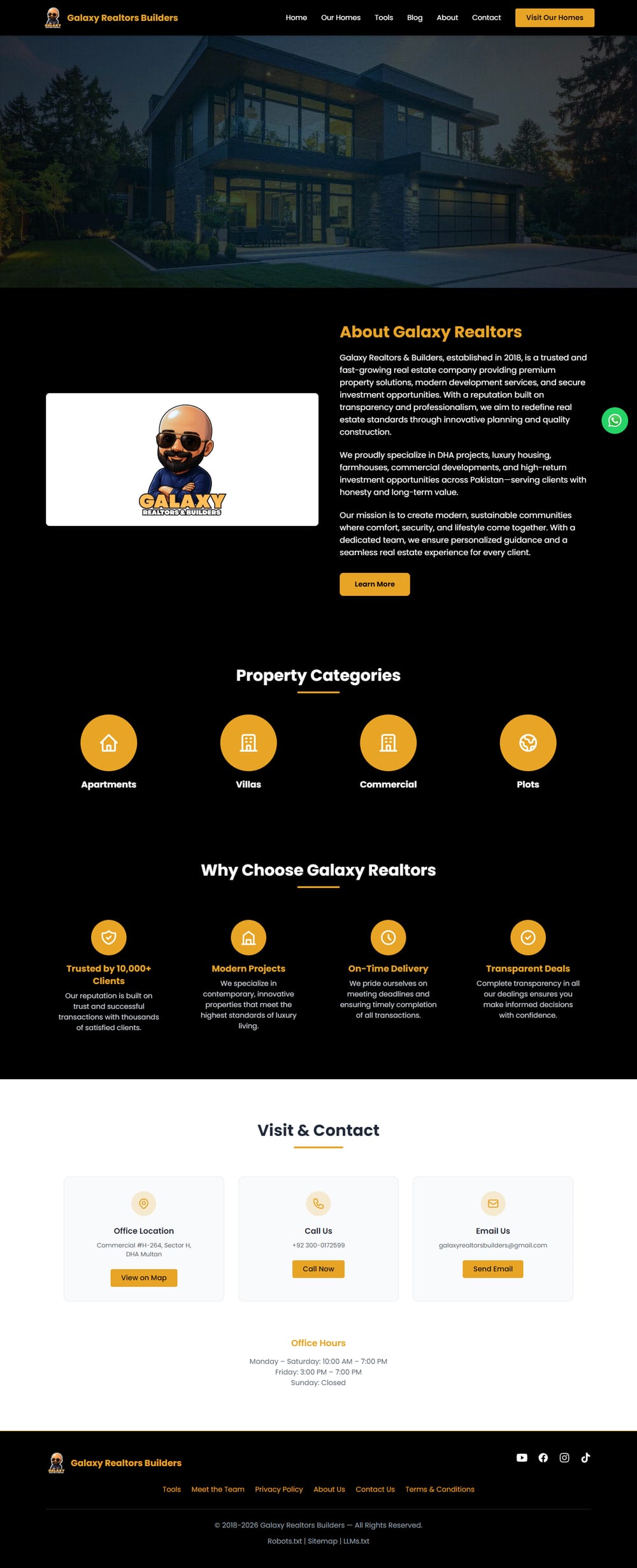Galaxy Realtors & Builders website