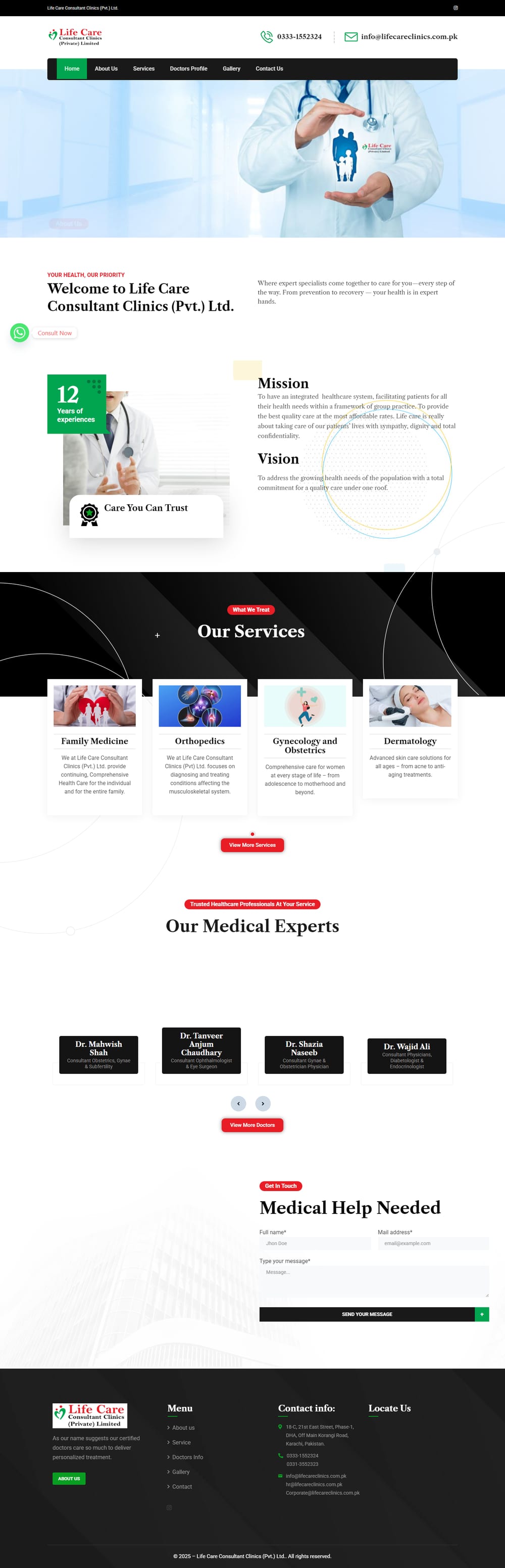 Life Care Clinics website