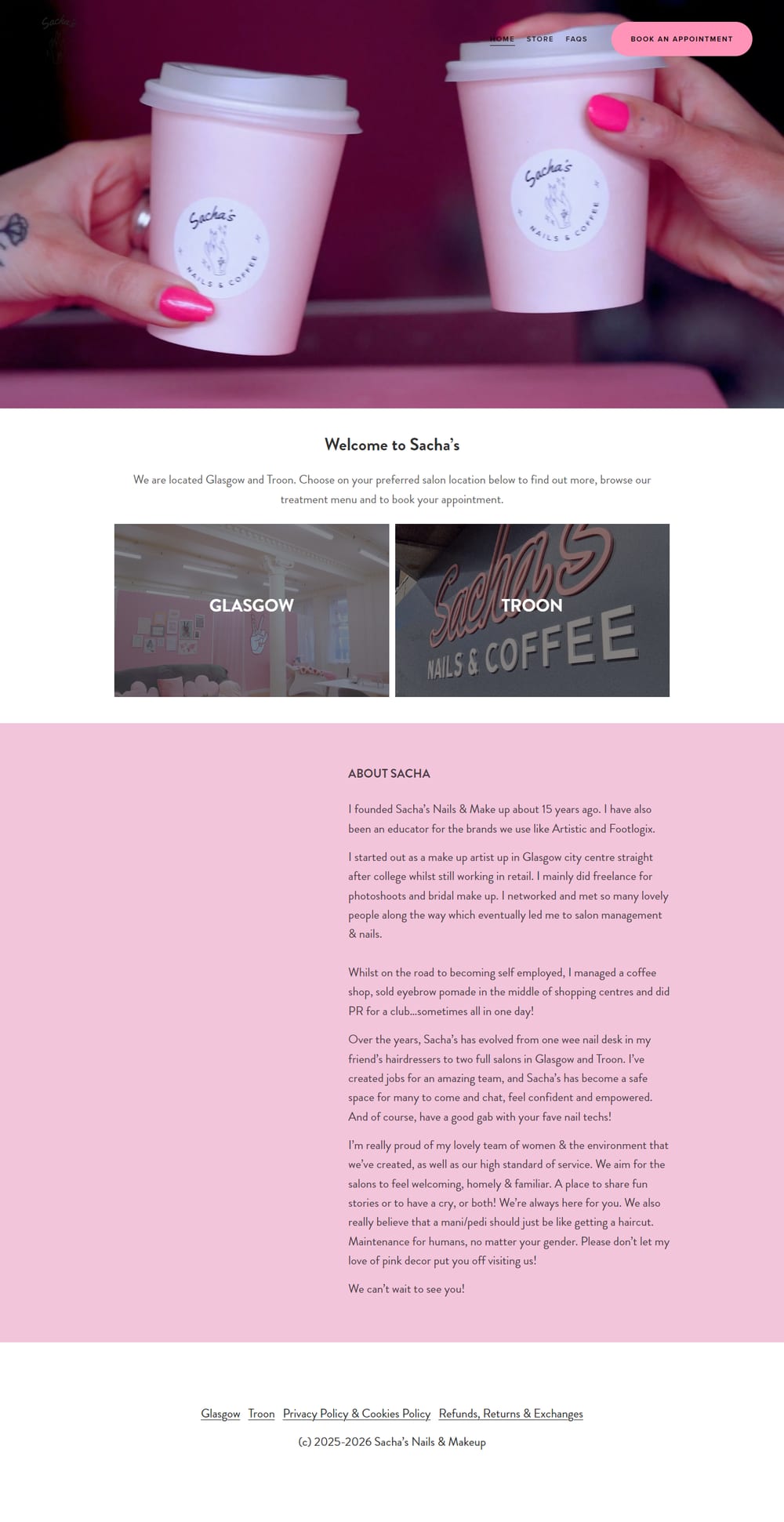Sachas Salon website