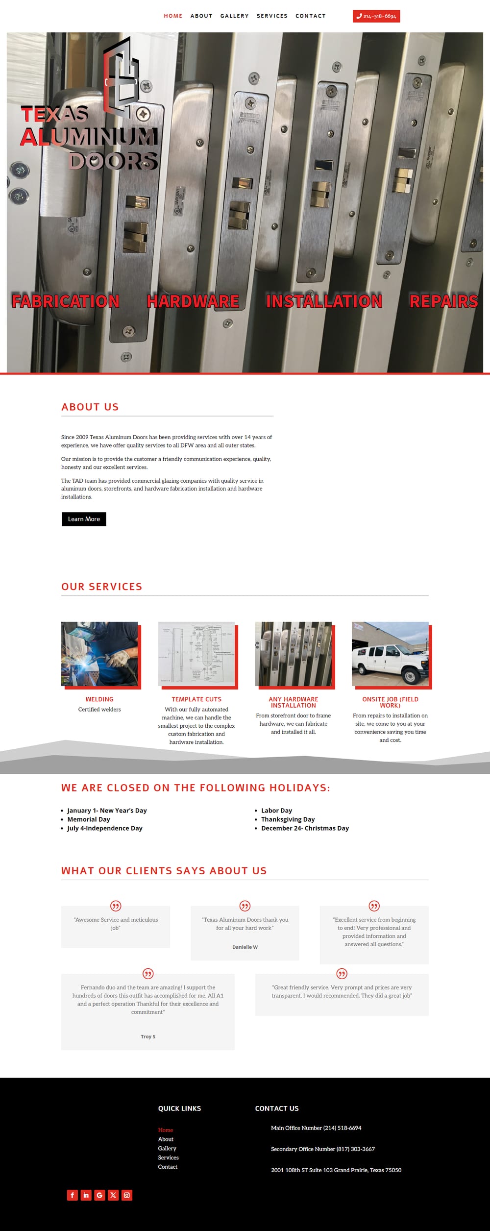 Texas Aluminum website